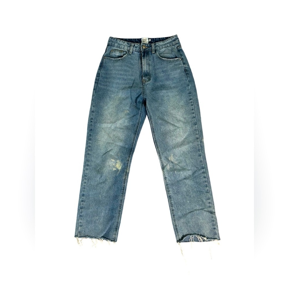 5/$25 Princess Polly high-waisted denim jeans with raw hem size 4